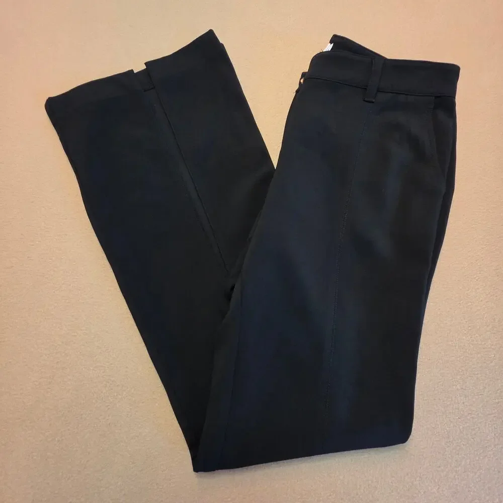 ALC A.L.C. Capen Split Hem Flare Leg Pants Black Sz 4 Italian Crepe 2PANT00096